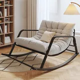 paiye Schaukelstuhl wohnzimmer Textilene Schaukelstühl, Modern Schaukelsessel Freizeitstuhl Metallgestell Relaxstuhl Witterungsbeständig, Metallrahmen Armlehnensessel gepolsterter Sitzfläche Color