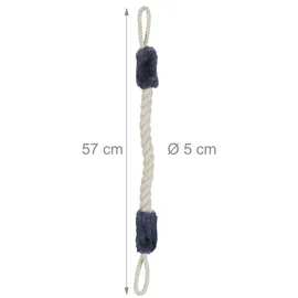 Relaxdays Türkordel Klemmschutz, 2er Set, Türstopper Klinke, Baby Türsicherung, weich, Baumwolle, 57 cm, beige/blaugrau