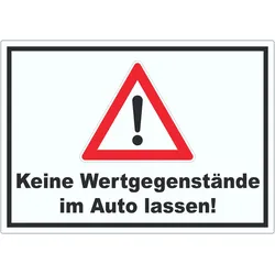 Keine Wertgegenstände im Auto lassen Aufkleber A3 (297x420mm)