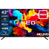 RCA 43 Zoll QLED Fernseher 4K UHD Smart TV HDR HLG Dolby Audio Android TV Google Assistant Triple Tuner WiFi Bluetooth HDMI USB (2023)