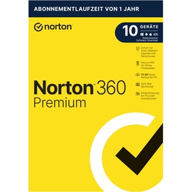 NortonLifeLock Norton 360 Premium 75 GB Cloud-Backup 10 Geräte 1 Jahr ESD DE Win Mac Android iOS