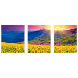 Diamond Painting Sonnenblumen und Berge Triptychon, 3 x 40 x 30 cm