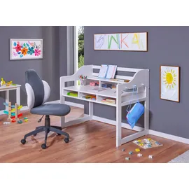 Interlink Kinderschreibtisch Kids Learning Höhenverstellbar Kiefer massiv weiß