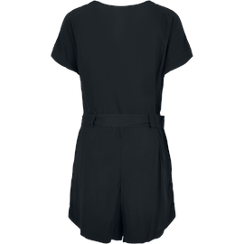 URBAN CLASSICS Ladies Short Black Viscose Belt Jumpsuit Jumpsuit schwarz