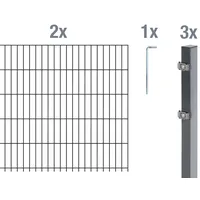 GAH Alberts Alberts Doppelstabmatten-Grundset 4 m 200 x 140 cm, 6/5/6 anthrazit