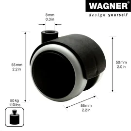 Wagner System Möbelrolle/Doppelrolle 01072201 50 x 55