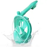 Athlix Taucherbrille Schnorchelmaske Anti-Leak Vollgesichts Unterwasser Maske, Kein Beschlagen, 180 Grad Weitwinkel Sicht, GoPro Halterung grün XS (Kinder)