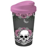 Geda Labels (INFKH) 13667 Totenkopf Lady Skull Coffee to go Becher, Thermosbecher, Mehrwegbecher, PP, Grau/Rosa