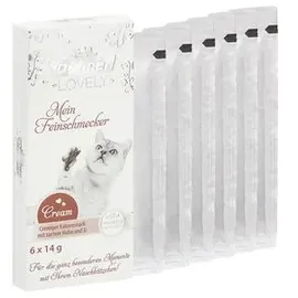 Dehner Premium Lovely Katzensnack Leckerli Creme glutenfrei Huhn und Ei 12 x 84 g