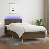 vidaXL Boxspringbett mit Matratze & LED Dunkelbraun 90x200 cm Stoff