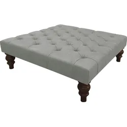 Hocker HOME AFFAIRE "Duc", grau (hellgrau), B:90cm H:35cm T:90cm, Samtoptik (100% Polyester), Samtoptik (100% Polyester), Luxus-Microfaser Lederoptik (100% Polyester), Hocker, hochwertige Knopfheftung im Rücken, Samtoptik mit changierender Optik