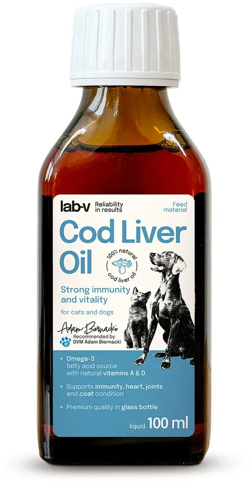 Lab-v Cod Liver Oil - 100% Lebertran für Hund und Katze 100 ml