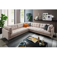 Trends by HG Wohnlandschaft Landau U-Form, in Cord-Stoff mit Metallfuß beige 265 cm x 75 cm x 265 cm