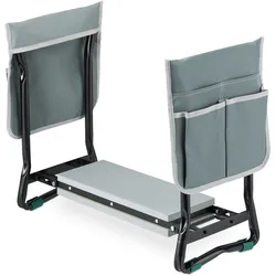 Relaxdays Kniebank für Gartenarbeit, gelenkschonend, klappbar, bis 150kg, gepolsterte Kniehilfe, 2 Taschen, schwarz/grau