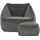 I.C.O.N. Icon Sitzsack Sessel mit Hocker für Erwachsene, Dunkelgrau, Flauschiger Samtstoff, Riesen Sitzsack Samt mit Füllung, Bean Bag Chair, Bequemer Sessel Wohnzimmer, Lounge, Schlafzimmer, Büro