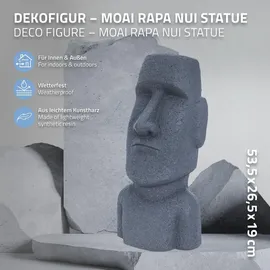 ECD Germany Moai Figur Rapa Nui Kopf 53,5 cm Hoch aus Steinguss Kunstharz Grau