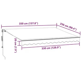 vidaXL Markise Automatisch 250 x 350 cm burgunderrot