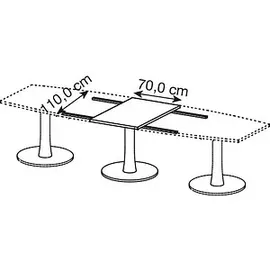 Quadrifoglio Verbindungsplatte Idea+ weiß, silber rechteckig 70,0 x 110,0 x 74,0 cm