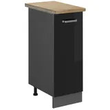Vicco Apothekerschrank R-Line, Schwarz Hochglanz/Anthrazit 30 cm AP Eiche
