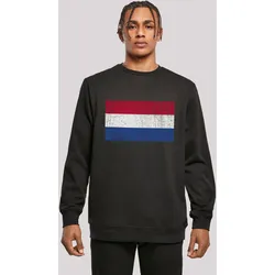 Kapuzenpullover F4NT4STIC "Netherlands NIederlande Holland Flagge distressed", Herren, Gr. L, schwarz, Obermaterial: 50% Baumwolle, 50% Polyester, casual, relaxed fit, Rundhals, Langarm, Pullover, Print