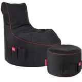 GAMEWAREZ Crimson Thunder 2.0 Bundle Gaming-Hocker und Sitzsack schwarz-rot