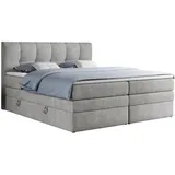 MKS Boxspringbett ALVIN KING 160/200 Hellgrau Struktur - H4