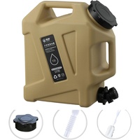 PKKP Wasserkanister mit Hahn und Griffen, 12L Camping Wasserkanister BPA-frei, Tragbarer Wasserbehälter, Auslaufsicher, Trinkwasser Kanister für Outdoor, Camping, Wandern, Notfall (Khaki)