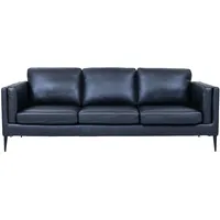 Valencia 3-Sitzer Ledersofa Schwarz – Hochwertiges Echtleder Sofa – Skandinavisches Design, Taschenfederkern, Metallfüße, Abnehmbares Sitzkissen, Modern & Elegant für Wohnzimmer