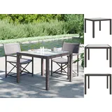 vidaXL Gartentisch 90x90x75 cm Gehärtetes Glas Poly Rattan Braun