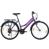 Rezzak 26 Zoll Mädchenfahrrad Damenfahrrad KInderfahrrad Jugendrad 21 Gang City Schwarz-Pink