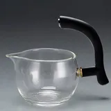 CUNHUY Lazy Kungfu Tropf-Teekanne, hitzebeständig, Tee-Set, halbautomatische Glas-Teekanne, Anzug für magnetischen Wasserfluss, Holzglas-Teekannen-Set (GongCup)