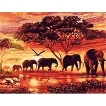 Pracht Creatives Hobby GmbH Diamond Painting Elefanten in der Savanne (Design 25x35)30x40 cm,