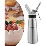 TolleTour Sahnespender Edelstahl Sahnebereiter 500ml Sahnesyphon mit 3 Edelstahl Deko-Düsen Rostfrei Schlagsahne Dispenser Für Desserts Gebäck Sahne.