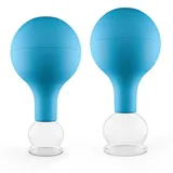 PULOX Schröpfgläser Set aus Echtglas mit Saugball - 2x Medizinisches Schröpfglas in Blau