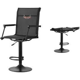 Vevor Faltstuhl Campingstuhl Anglerstuhl mit gepolsterten Armlehnen, höhenverstellbarer Klappstuhl Gartenstuhl (136 kg belastbar) 360° geräuschlos drehbar, für Picknick Garten Outdoor Angeln