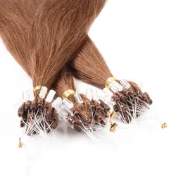 hair2heart Microring Extensions Echthaar #8/03 Hellblond Natur-Gold 1g 40cm Braun Damen 