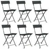 vidaXL Bistrostühle 6 Stk. Klappbar Schwarz Poly Rattan und Stahl