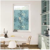 Lichtblick Fensterfolie selbstklebend, Sichtschutz, Aqua Floral blau B/L: ca. 100x180 cm