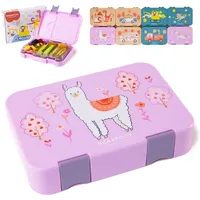 Bearfoot Brotdose Kinder mit Fächern, BPA frei, Lunchbox, Bento box, Brotbox, Brotdose Mädchen & Jungen, Snackbox mit Trennfächern, Vesperbox für Kindergarten, Schule, groß (Lama)