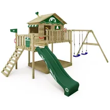 Wickey Spielturm Smart Coast mit Schaukel & Rutsche, Stelzenhaus mit Sandkasten, Kletterleiter & Spiel-Zubehör - grün - WICKEY