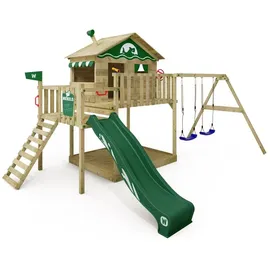Wickey Spielturm Smart Coast mit Schaukel & Rutsche, Stelzenhaus mit Sandkasten, Kletterleiter & Spiel-Zubehör - grün - WICKEY