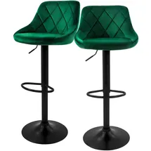 ML-Design Barhocker 2Er Set aus Samt Grün Gepolsterter mit Rückenlehne Fußstütze