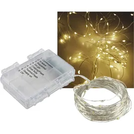 ChiliTec Led Batterie-Lichterkette 80 micro LEDs, 8m, warmweiß, IP44