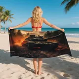 AevuCub Strandtuch Panzer - Mikrofaser Handtuch 80x160 - Schnelltrocknend & Sandfrei & Kompakt - Microfaser Handtücher - Badetuch Strand Leicht - Strandhandtuch Kinder Damen Herren