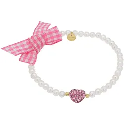 Armband AMOR "Herz/Schleife, Trachtenschmuck, Volksfest, 2039239, 2039241", pink (gelbgoldfarben, pink, weiß, pink), Armbänder, Damen, Silber 925 (Sterlingsilber)-Textil-Perlen, Silber 925 (Sterlingsilber), Textil, Perlen, mit Kristallglas - mit Muschelkernperle