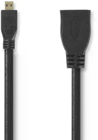 Nedis High Speed HDMI-Verlängerungskabel mit Ethernet HDMI Micro-Stecker - HDMI-Buchse 0,2 m Schwarz