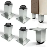 letuxaamz Füße für Möbel, Möbelfüße Verstellbar Höhenverstellbare Aluminium Möbelerhöhung, Stabile und Rostfreie 8cm Verstellbare Möbelfüße, 4 Stück für Bett Sofa Schrank Küche, Wohnzimmer