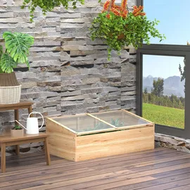 Outsunny Frühbeetkasten 100 x 50 x 35 cm Natur