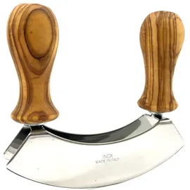 Olivenholz-erleben Wiegemesser DESIGN mit gedrechselten Griffen aus Olivenholz Doppelklinge aus Edelstahl 0 cm