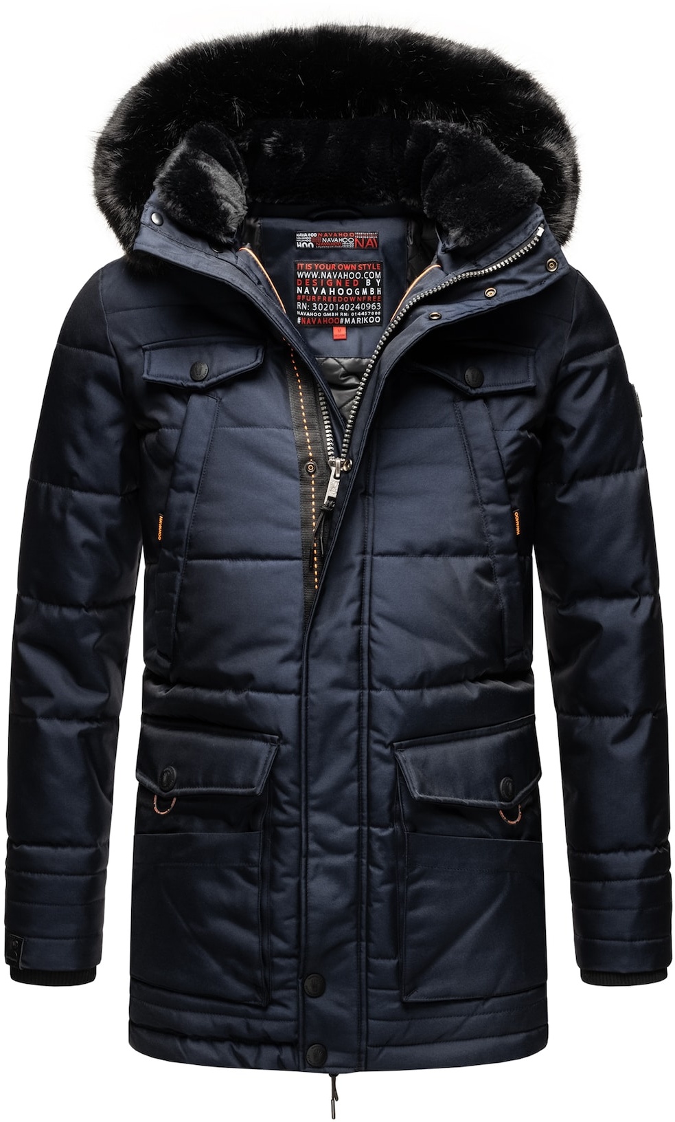 NAVAHOO Herren stylischer Winterjacke Wintermantel mit abnehmbarer Kapuze Luaan